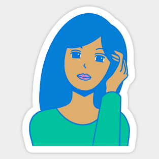 Blue haired girl Sticker